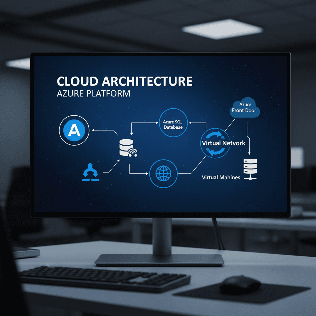 Cloud infrastructure diagram on a screen