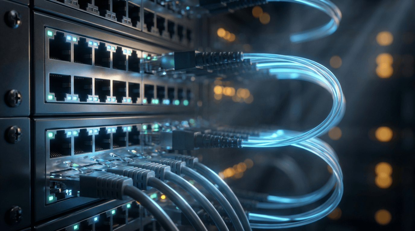 Software developer inspecting server hardware in a modern data center