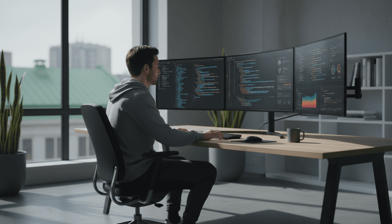 Software developer working on enterprise application code